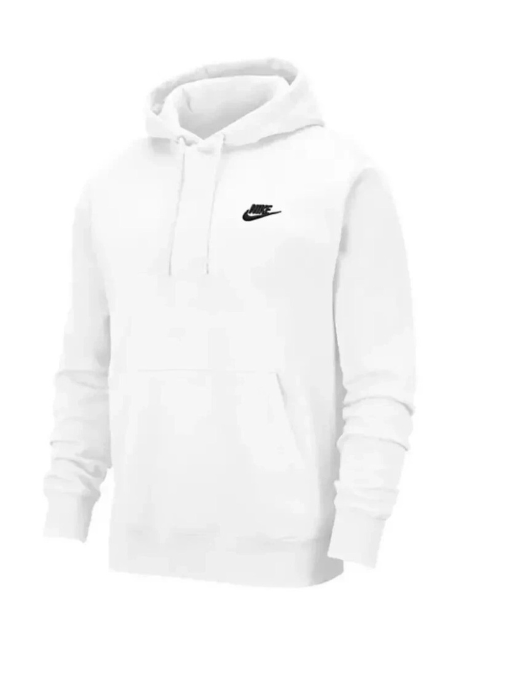 Nike Hoodie Mens Medium White Sportswear Club Fleece Pullover Sweatshirt Logo S